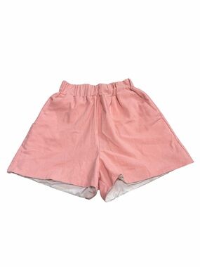 Hemline Women's High Rise Pull-On 100% Linen Shorts | Pink | XS